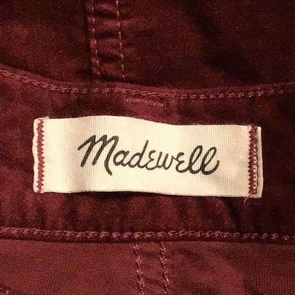 Madewell Deep Red Velvet Stretch Denim Straight Mini Skirt - Picture 12 of 15